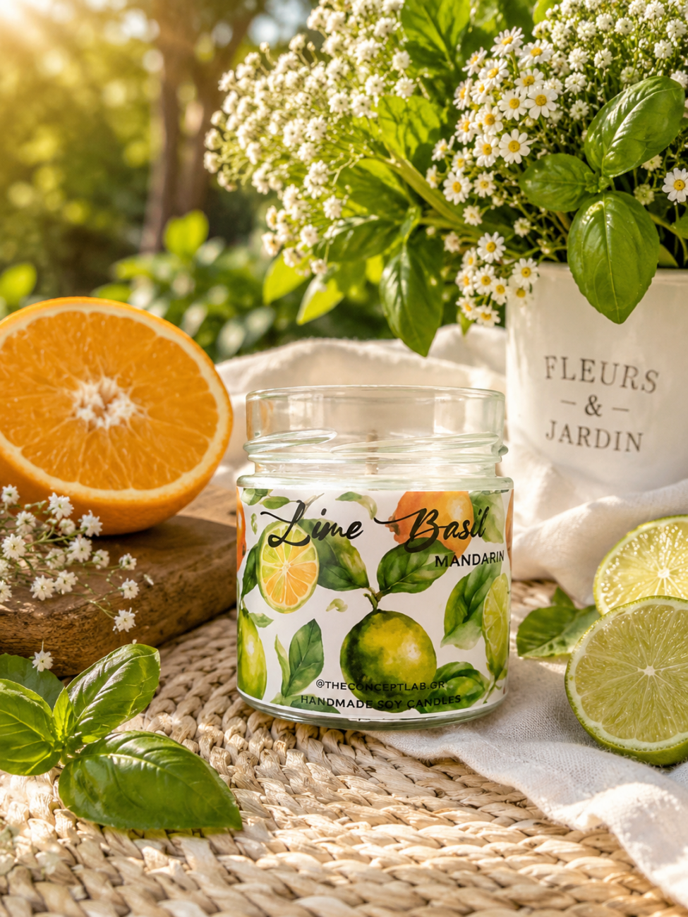Lime Basil & Mandarin – χειροποίητο φυτικό κερί σόγιας