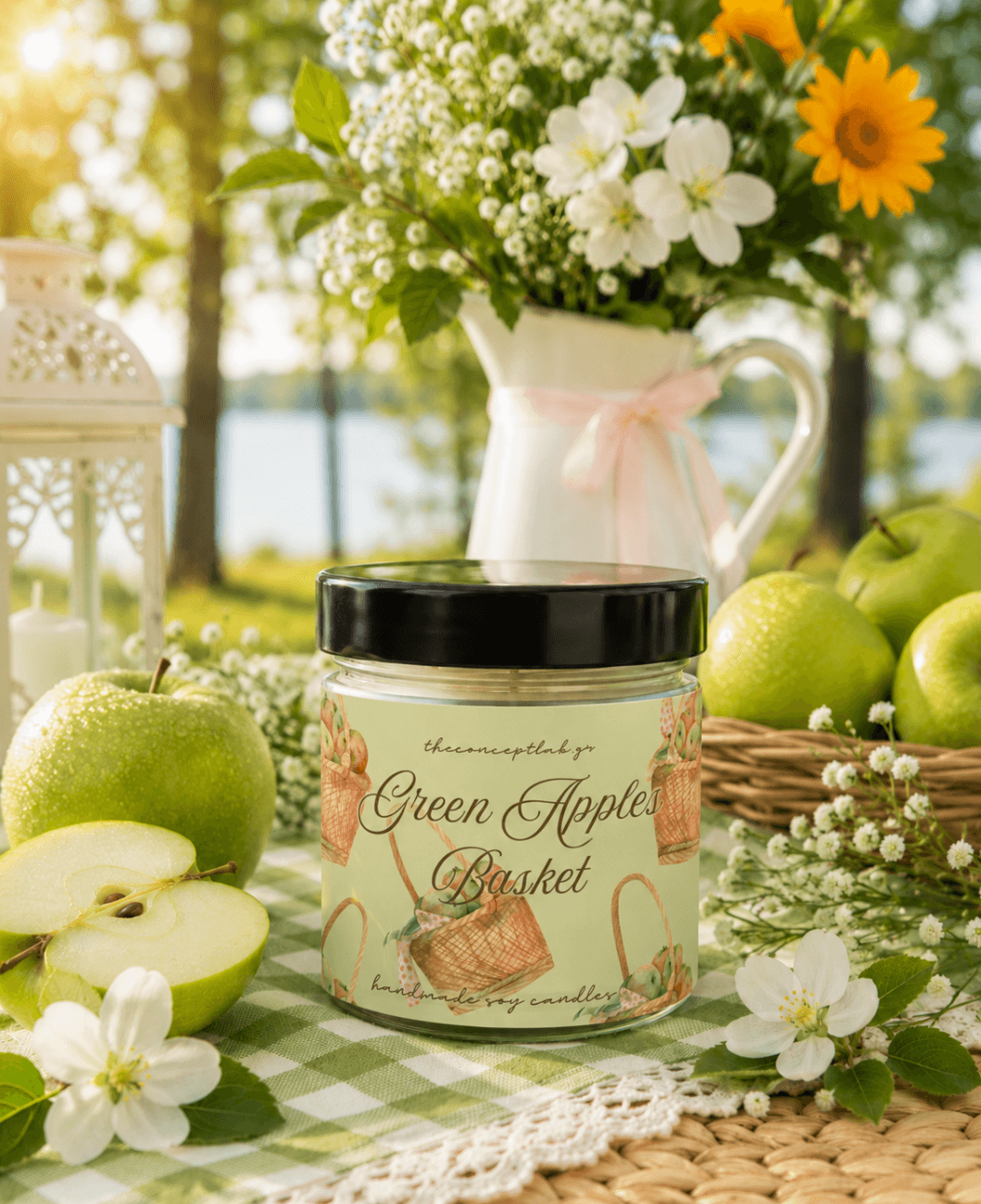 Green Apples Basket – χειροποίητο φυτικό κερί σόγιας