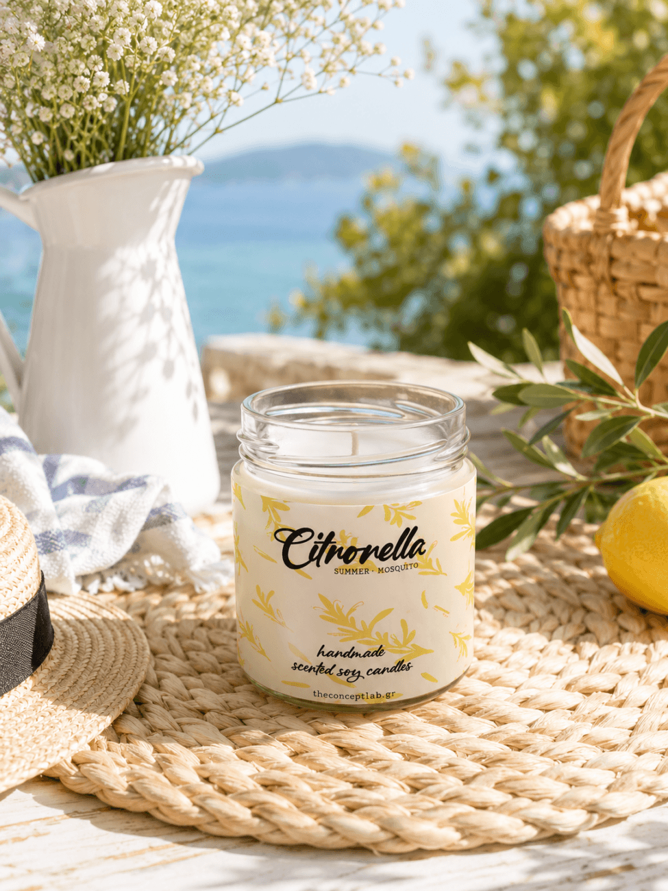 Citronella – χειροποίητο φυτικό κερί σόγιας