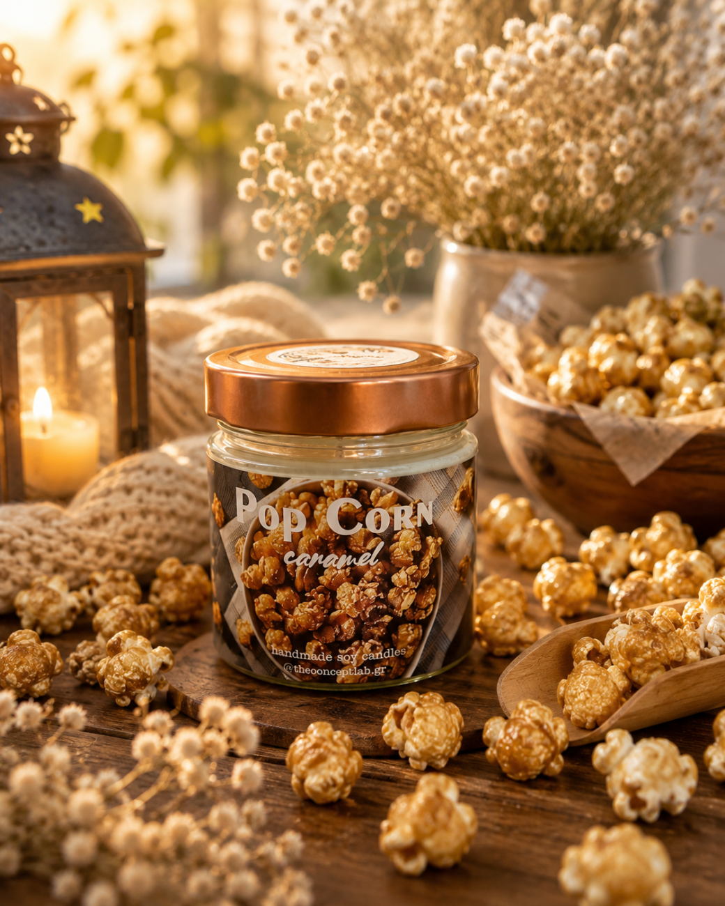 Pop Corn Caramel – χειροποίητο φυτικό κερί σόγιας