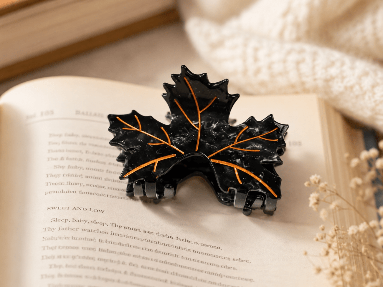 Autumn Maple Leaf Hair Claw Clip – Dark Brown
