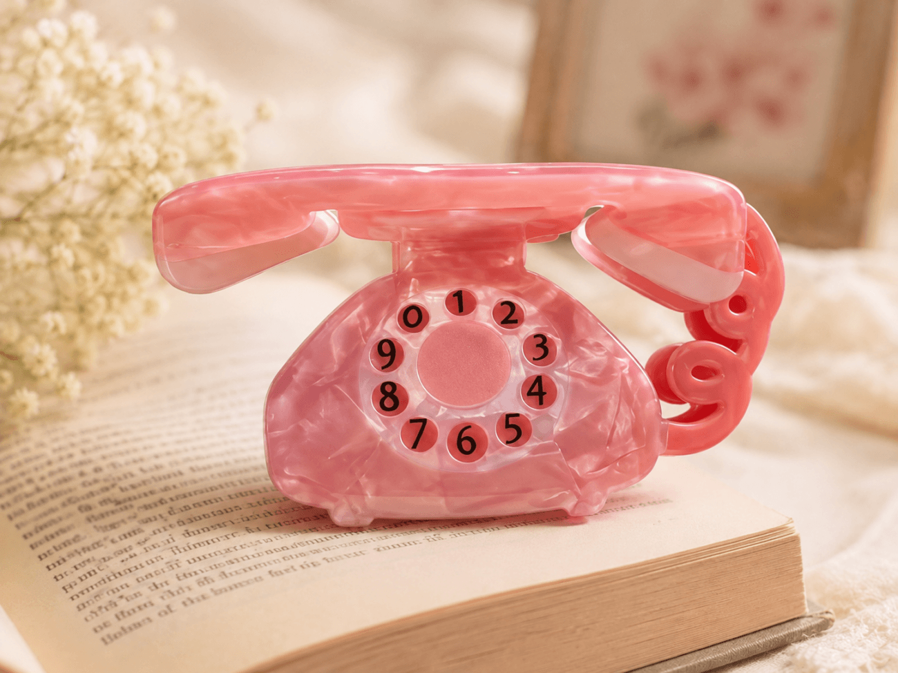 Retro Telephone Hair Claw Clip – Pink