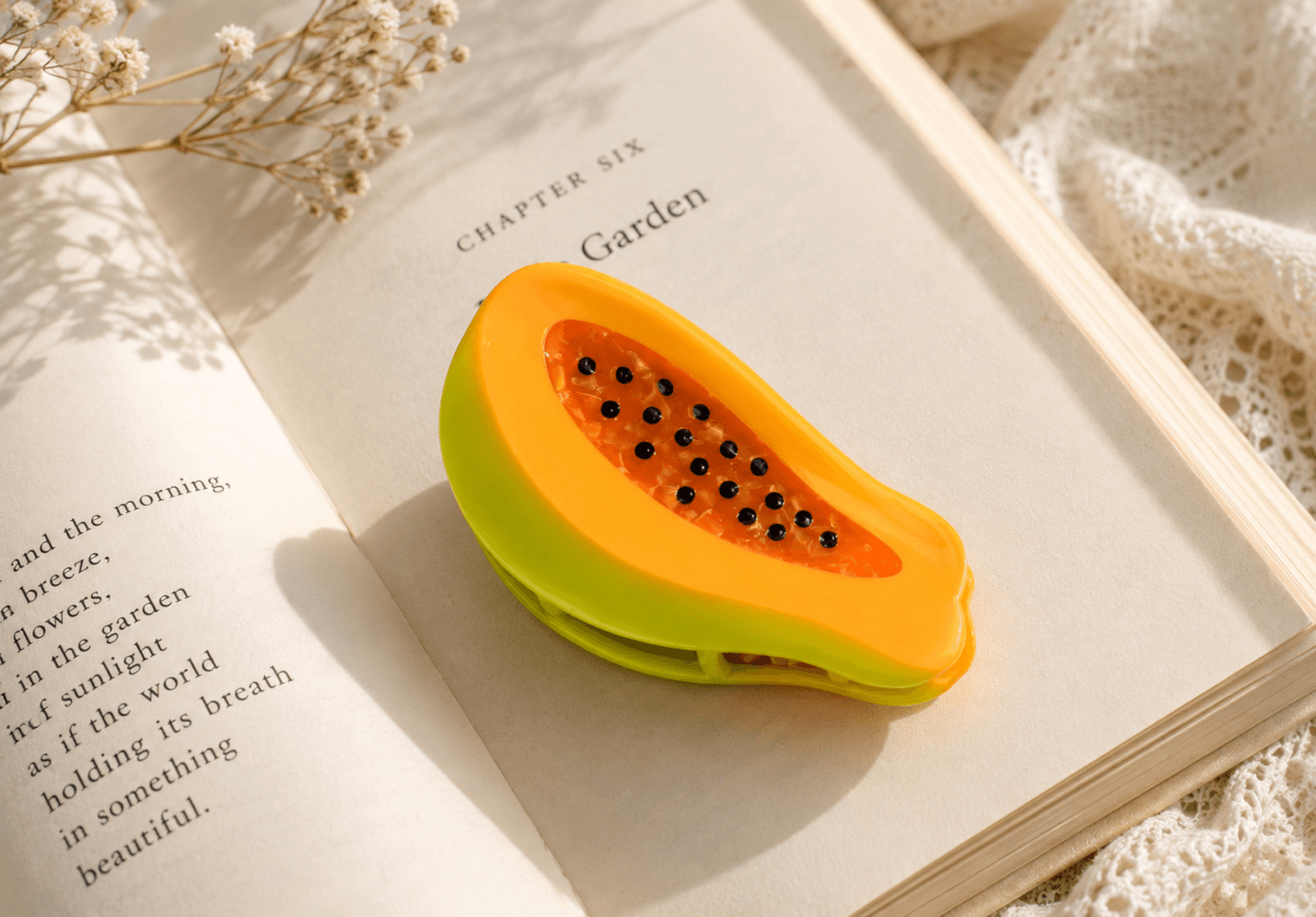 Papaya Hair Claw Clip – Orange & Green