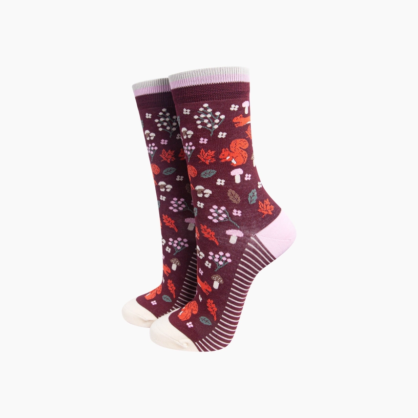 Γυναικείες Κάλτσες Bamboo Squirrel – Burgundy | Sock Talk