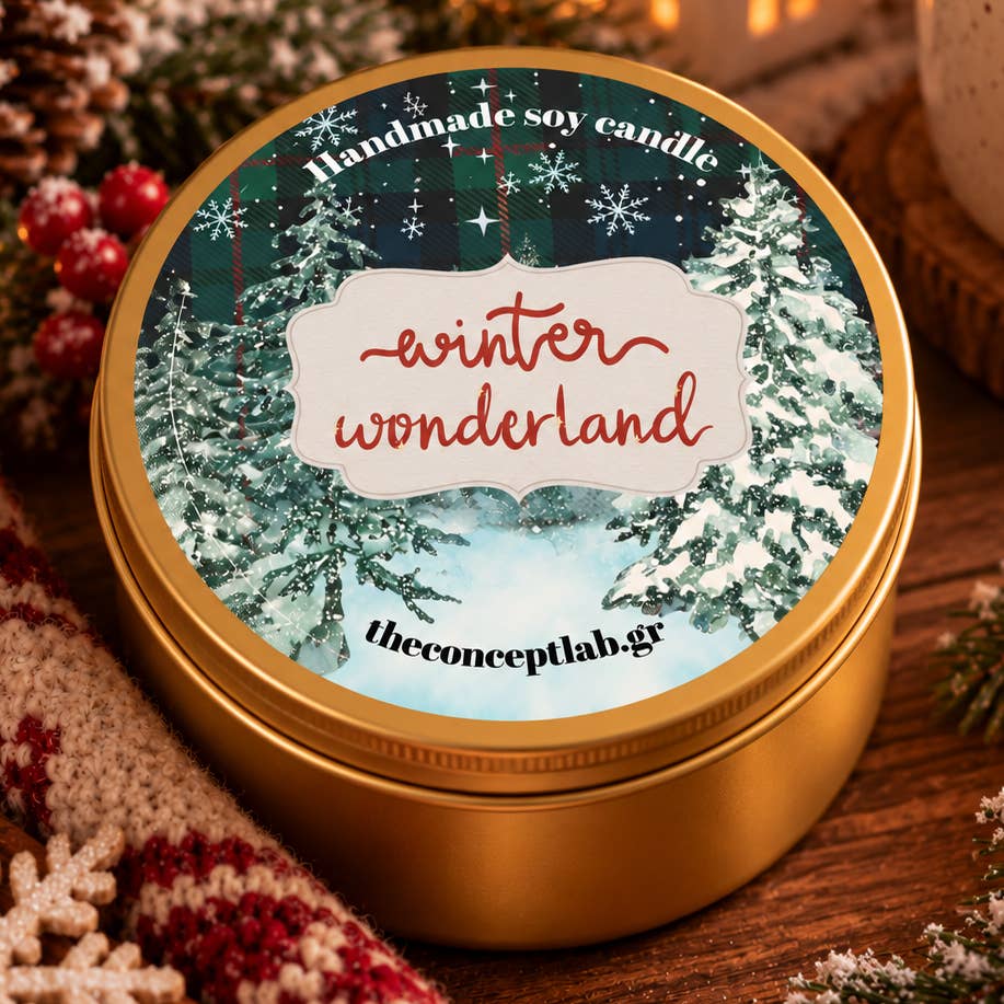 Winter Wonderland – Χειροποίητο Αρωματικό Κερί Σόγιας με Ξύλινο Φυτίλι | Nordic Winter Forest