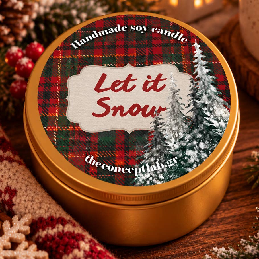 Let It Snow – Χειροποίητο Αρωματικό Κερί Σόγιας με Ξύλινο Φυτίλι