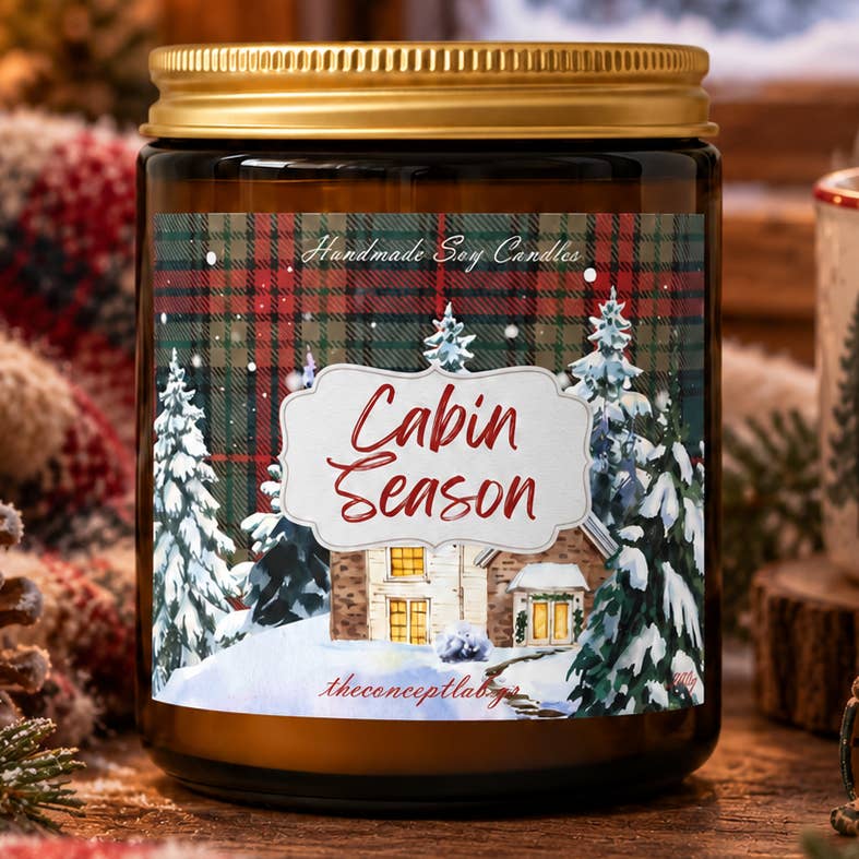 Cabin Season – Χειροποίητο Αρωματικό Κερί Σόγιας | Cozy Winter Forest