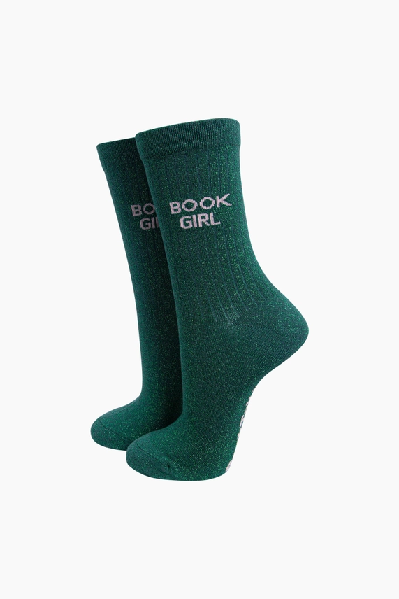 Γυναικείες Κάλτσες Book Girl Glitter – Green | Sock Talk